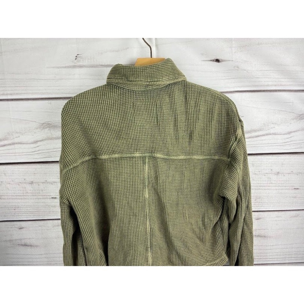 Bagatelle Collection Olive Green Waffle Knit Cropped Shacket Shirt Jacket Small - Picture 4 of 7